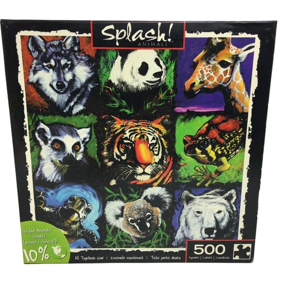 Splash Animals Jigsaw Puzzle All Together Now 500 Pieces Tiger Panda Giraffe New - Picture 1 of 12